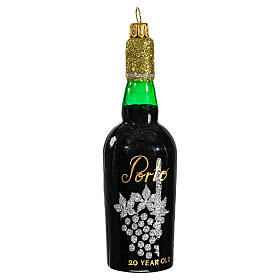 Portweinflasche, Weihnachtsbaumschmuck aus mundgeblasenem Glas