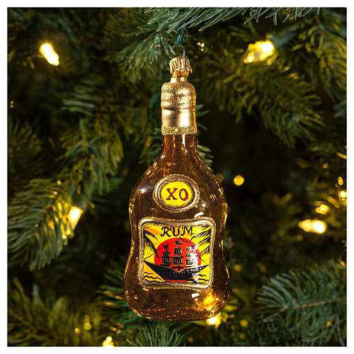 Bottiglia Rum vetro soffiato decoro albero di Natale  2