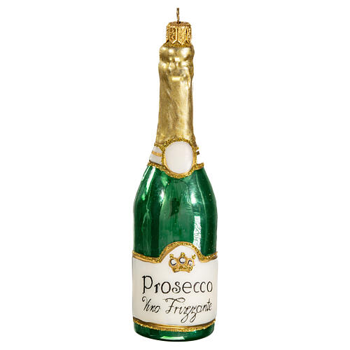 Prosecco-Flasche, Weihnachtsbaumschmuck aus mundgeblasenem Glas 1