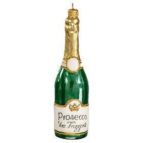 Bottiglia Prosecco vetro soffiato decoro albero di Natale 