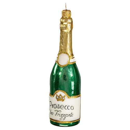 Prosecco bottle blown glass Christmas tree decoration 3