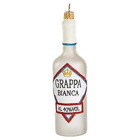 White grappa bottle in blown glass for Christmas Tree