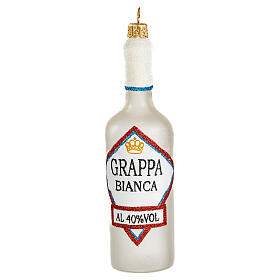 Bottiglia Grappa Bianca vetro soffiato addobbo albero di Natale