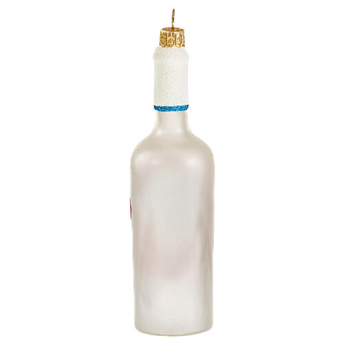 White Grappa bottle, blown glass Christmas ornament 5
