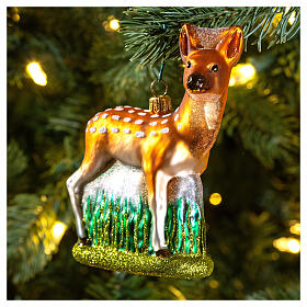 Deer blown glass Christmas tree decoration