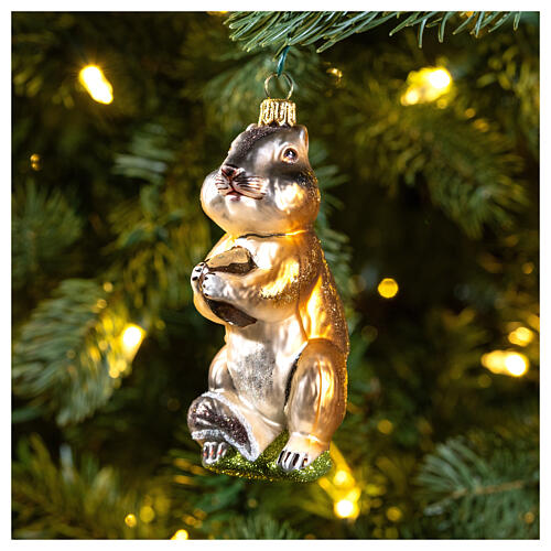 Squirrel blown glass Christmas tree decoration 2