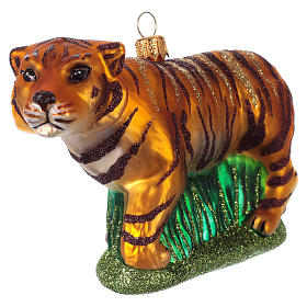 Tigre motivo de vidrio soplado árbol de Navidad