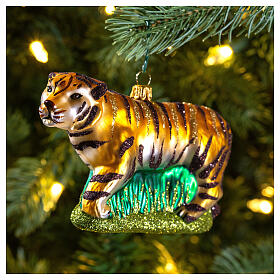 Tigre motivo de vidrio soplado árbol de Navidad