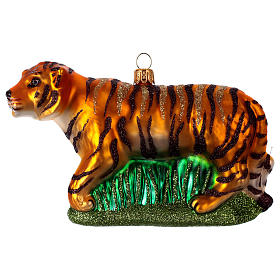 Blown glass ornaments: Tiger blown glass Christmas tree decoration
