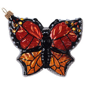 Monarch butterfly blown glass Christmas tree decoration