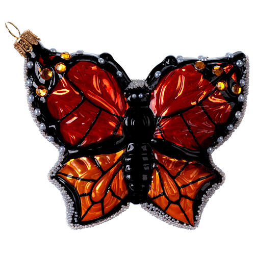Monarch butterfly blown glass Christmas tree decoration 1
