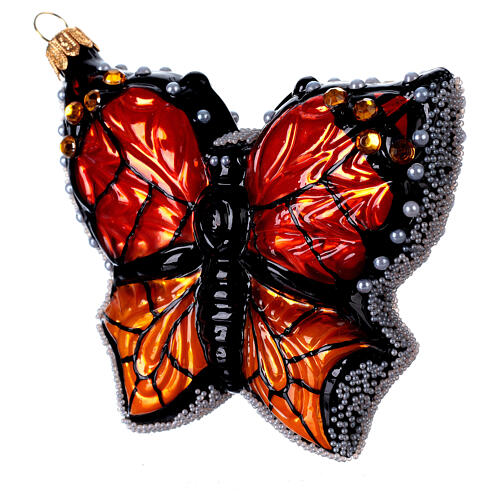 Monarch butterfly blown glass Christmas tree decoration 3