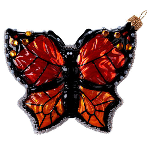 Monarch butterfly blown glass Christmas tree decoration 4