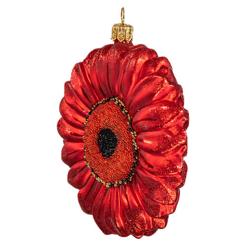 Red gerbera in blown glass for Christmas Tree 3
