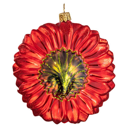 Red gerbera in blown glass for Christmas Tree 5