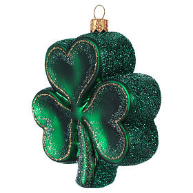 Trèfle décoration verre soufflé, symbole de l'Irlande Sapin Noël
