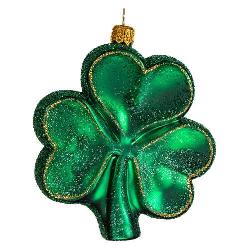 Trèfle décoration verre soufflé, symbole de l'Irlande Sapin Noël 1