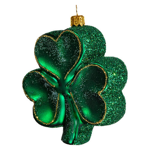 Trèfle décoration verre soufflé, symbole de l'Irlande Sapin Noël 3