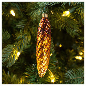 Pine cone blown glass Christmas tree decoration
