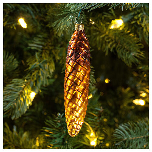 Pine cone blown glass Christmas tree decoration 2