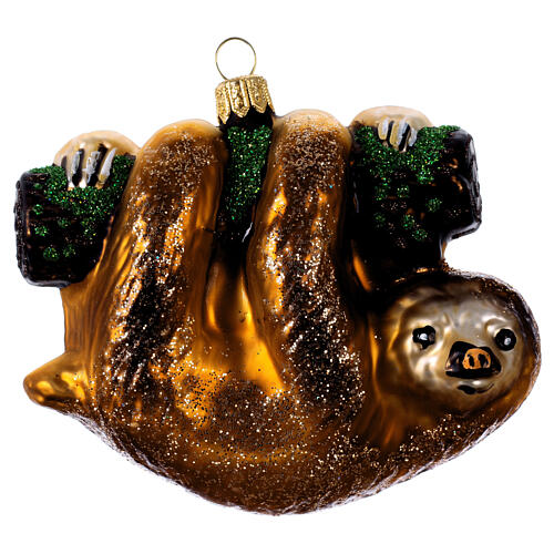 Sloth blown glass Christmas tree decoration 1