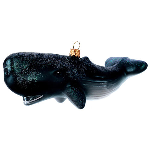 Blown glass Christmas ornament, sperm whale 3