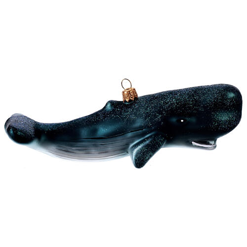 Blown glass Christmas ornament, sperm whale 4