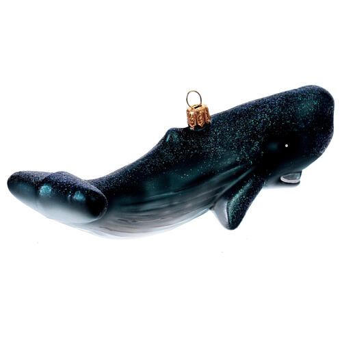 Blown glass Christmas ornament, sperm whale 5