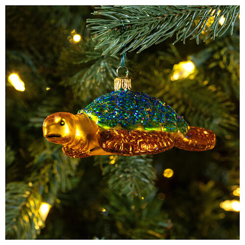 Tortuga marina de vidrio soplado decoración árbol Navidad 2
