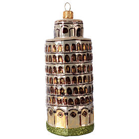 Torre de Pisa decoración árbol Navidad de vidrio soplado