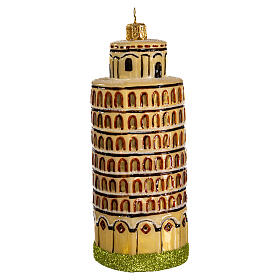 Torre de Pisa decoración árbol Navidad de vidrio soplado