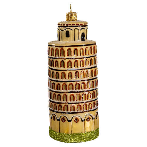 Torre de Pisa decoración árbol Navidad de vidrio soplado 1