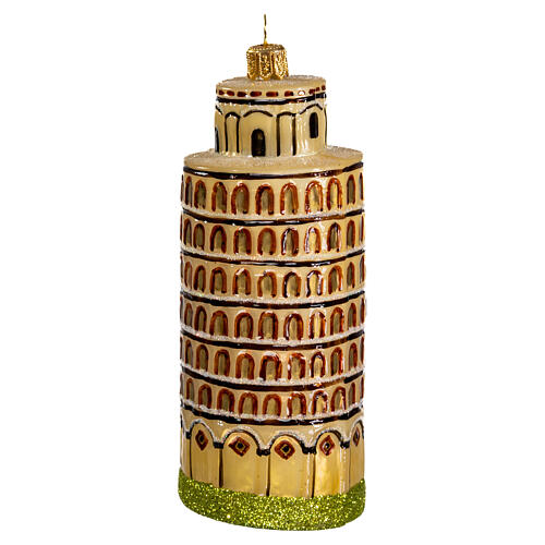 Torre de Pisa decoración árbol Navidad de vidrio soplado 4