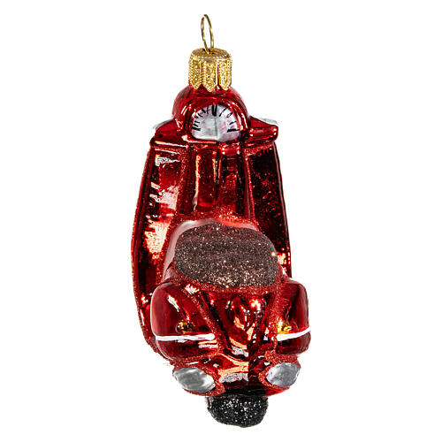 Blown glass Christmas ornament, red scooter 4
