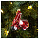 Blown glass Christmas ornament, red scooter s2