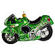 Grünes Motorrad, Weihnachtsbaumschmuck aus mundgeblasenem Glas s1