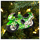 Green motorbike in blown glass for Christmas Tree s2