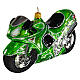 Green motorbike in blown glass for Christmas Tree s3