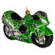 Green motorbike in blown glass for Christmas Tree s5