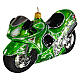 Motorbike verde in vetro soffiato decorazione albero Natale s3