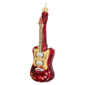 Guitarra eléctrica, decoración de vidrio soplado para árbol de Navidad