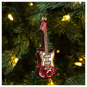 Guitarra eléctrica, decoración de vidrio soplado para árbol de Navidad