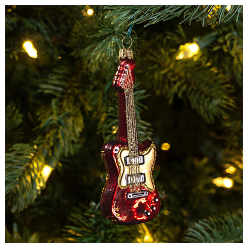Chitarra elettrica, decorazione in vetro soffiato per albero di Natale 2