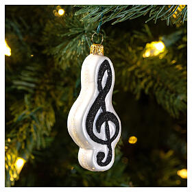 Clave musical decoración de vidrio soplado para árbol de Navidad