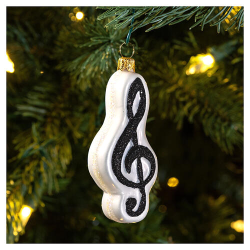 Clave musical decoración de vidrio soplado para árbol de Navidad 2