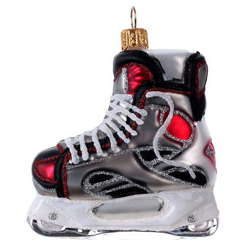 Eishockey-Schlittschuh, Weihnachtsbaumschmuck aus mundgeblasenem Glas 1