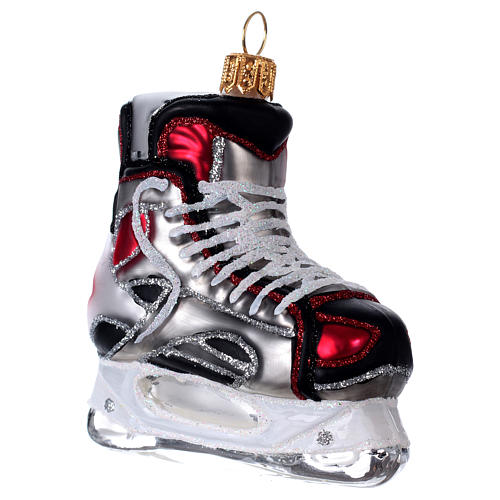 Eishockey-Schlittschuh, Weihnachtsbaumschmuck aus mundgeblasenem Glas 3