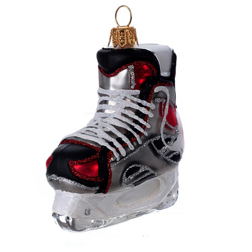 Eishockey-Schlittschuh, Weihnachtsbaumschmuck aus mundgeblasenem Glas 3