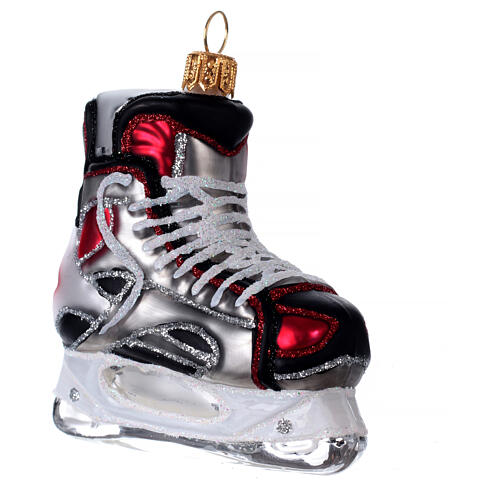 Eishockey-Schlittschuh, Weihnachtsbaumschmuck aus mundgeblasenem Glas 4