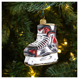Hockey Skate decoración para árbol de Navidad de vidrio soplado